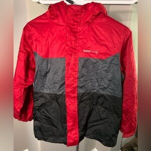 Kids Swiss Tech Medium (8) in red/grey color jacket.